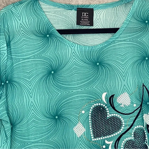 DC Classic XL XXL Top Shirt Blue Las Vegas Hearts Short Sleeve Scoop Neck P15 - Picture 3 of 7